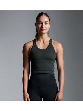 LNDR Women’s Cropped Muscle Activewear Workout Tank In Olive Size M-L